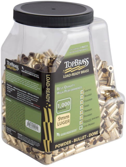 USED Top Brass 9mm Luger Reconditioned Rifle Brass 1000 Count Jug 6B9MMLUGXY-M-J EDEMO1 Used Condition Fair - Top Brass