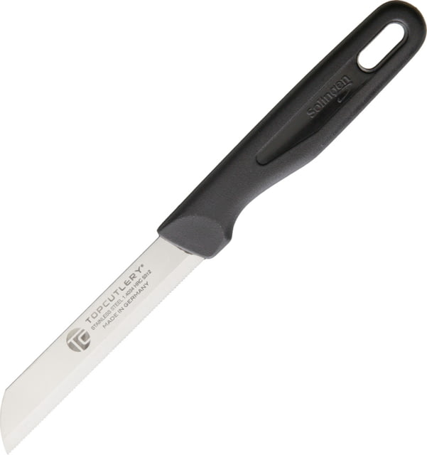Top Cutlery Paring Micro Serrated Black Fixed Blade Knife 3.25in Stainless Steel Satin Black Synthetic Handle - Top Cutlery