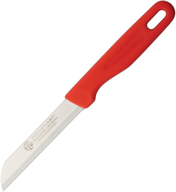 Top Cutlery Paring Micro Serrated Red Knife 7.38in Overall 3.5in Satin Micro Serrated 1.4110 SS Blade Red Synthetic Handle Red - Top Cutlery