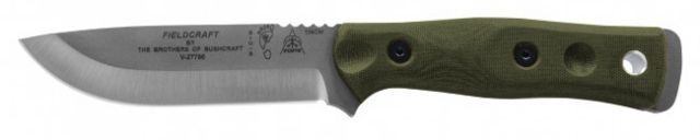 Tops Knives Brothers Of Bushcraft 154cm Fixed Blade Knife w/Canvas Micarta Handle Green 4.75in