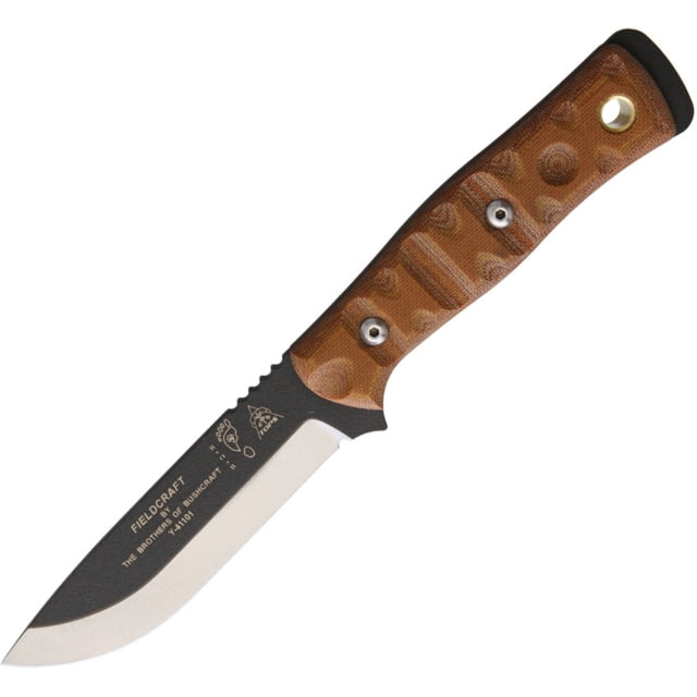 TOPS Knives BOB Hunter Fixed Blade Knife 10in Overall 4.5in 1095Hc Steel Blade Tan Micarta Handle Black Kydex Belt Sheath Tan
