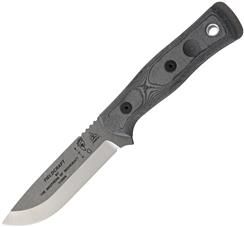 Tops Knives Brothers Of Bushcraft 154cm Fixed Blade Knife w/Linen Micarta Handle Tumble Finish Black 4.75in