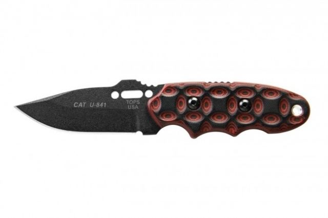 Tops Knives CAT #200 Fixed Blade Knife Red/Black 3.25in - Tops Knives