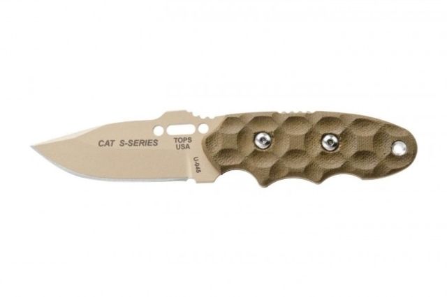 Tops Knives CAT #200 S-Series Fixed Blade Knife Green Canvas 3.25in - Tops Knives