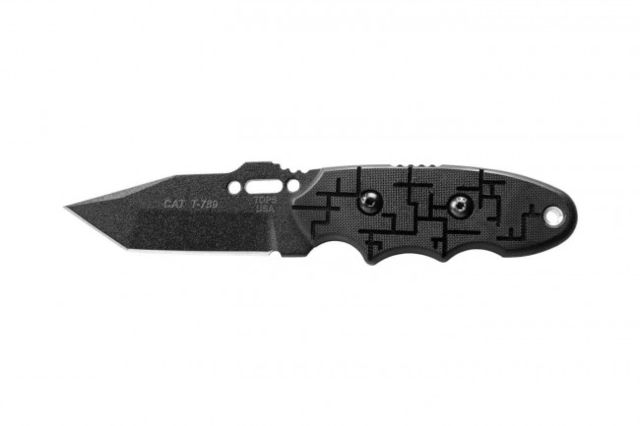 Tops Knives CAT #203 Fixed Blade Knife Black 3.25in - Tops Knives