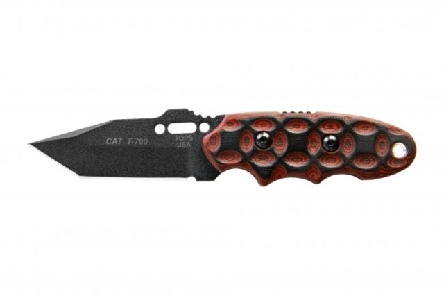Tops Knives CAT #203 Fixed Blade Knife Red/Black 3.25in - Tops Knives