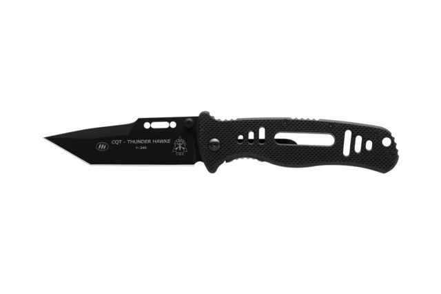 TOPS Knives CQT Thunder Hawke Folding Knive 3.857in Tanto Black Teflon Finish Black G10 Handle - Tops Knives