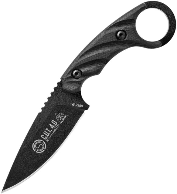 TOPS Knives CUT Combat Utility Tool Knife 8.5in Overall 4.25in Black Traction Coated 1095Hc Steel Drop Point Black Canvas Micarta Handle Dragonfly - Tops Knives