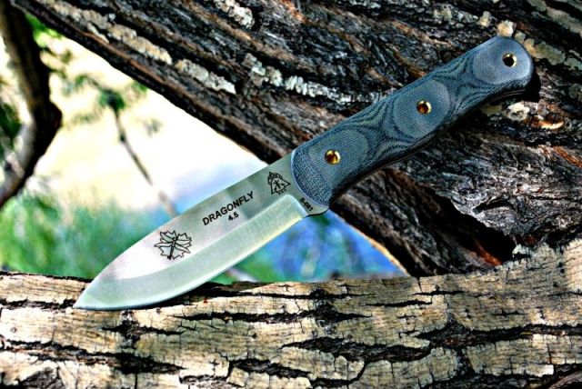 Tops Knives Dragonfly 45 Fixed Blade Knife4.5inTool Steel Blade Black Canvas Micarta Handle TP - Tops Knives