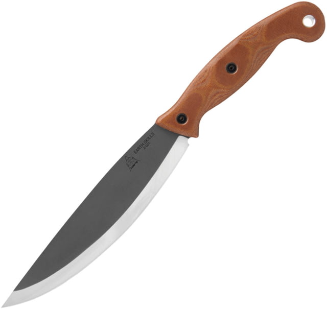 TOPS Knives Earth Skills Knife 8.25" tumbled finish 1095HC steel blade Tan canvas micarta handle