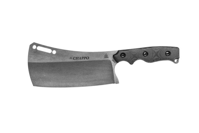 Tops Knives El Chappo Fixed Blade Knif 6 in Acid Rain Blade 1095 RC 56-58 Steel Black Canvas Micarta Handle