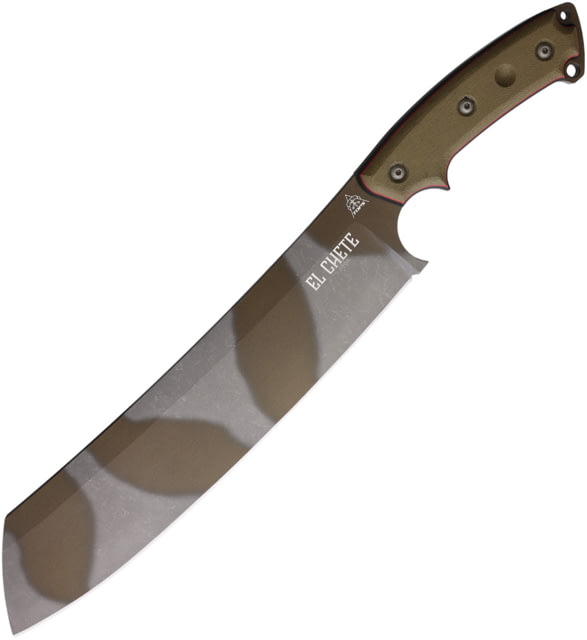 TOPS Knives El Chete Midnight Bronze Camo Knife 17.5in Overall 12in 1095HC Steel Blade Green Canvas Micarta Handle Midnight Bronze Finish Blade Black