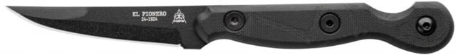 TOPS Knives El Pionero Blackout Edition Fixed Blade Knife 3.38in 1095 Steel Spear Point Black G10 Handle