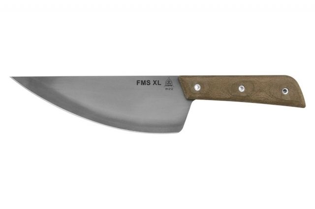 Tops Knives Frog Market Special XL Fixed Blade Knife 7.5 in Black River Wash Blade 1095 RC 56-58 Steel Green Canvas Micarta Handle