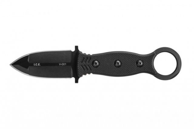 Tops Knives I.C.E. Dagger Fixed Blade Knife w/beta loops Black 3in