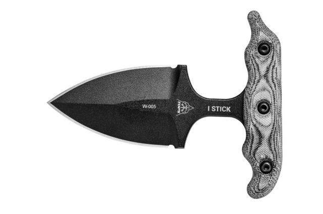 Tops Knives I Stick Fixed Blade Knife3.50in Black 1075 RC 56-58 Steel Black Canvas Micarta Handle Black