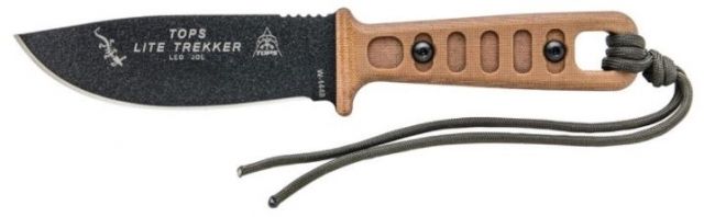 Tops Knives Lite Trekker Fixed Blade Knife w/Striker Tan 4.25in - Tops Knives
