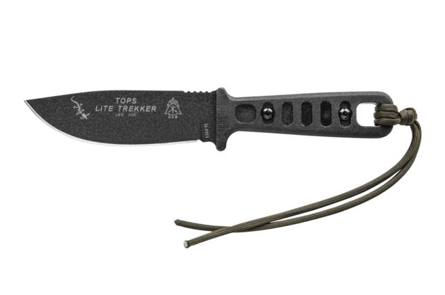 Tops Knives Lite Trekker Fixed Blade Knife w/Striker Black 4.25in