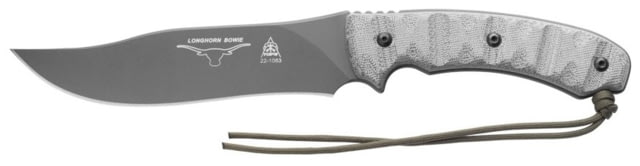 Tops Knives Longhorn Bowie Micarta Fixed Blade Knife w/Black River Wash and RMT Black 6.75in - Tops Knives