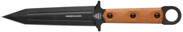 TOPS Knives Modern Gladius Knife 11.38in Overall 6.5in Black Traction 1095HC Steel Blade Tan Canvas Micarta Handle Kydex Sheath