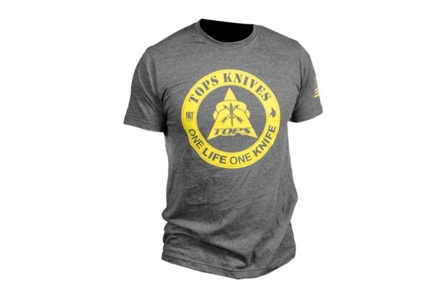 Tops Knives One Life Logo Cotton/Polyester Tee Charcoal Heather Large TS-1CHA-LG