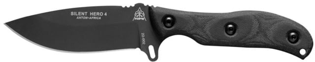 TOPS Knives Silent Hero 4 Fixed Blade Knife 8.88in Overall 4.25in Sniper Gray Finish Hunter's Point Blade Black Canvas Micarta Handle Kydex Sheath - Tops Knives