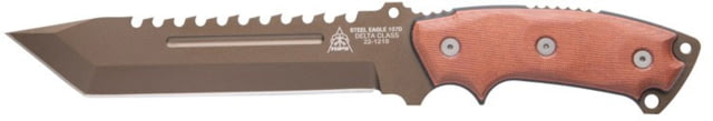 Tops Knives Steel Eagle 107D Delta Class Fixed Blade Knif 7.63 in Acid Rain Blade 1095 RC 56-58 Steel Tan/Black Canvas Micarta Handle - Tops Knives