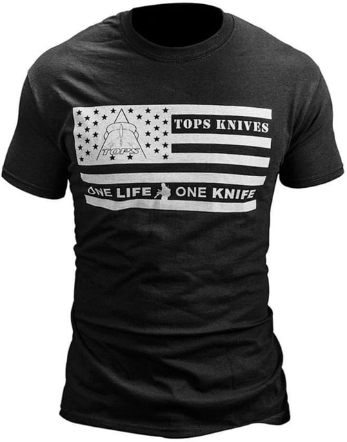 TOPS Knives T-Shirt Flag Logo Black Medium TSFLAGBLK MEDIUM