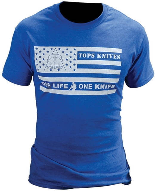 TOPS Knives T-Shirt Flag Logo Blue Medium