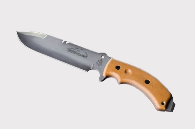 Tops Knives Tahoma Field Knife w/Unsharpened top edge Tan 7.75in