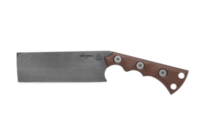 TOPS Knives TOPS Nata Fixed Blade Knife 6.50in Acid Rain Black Canvas/Brown Burlap Micarta
