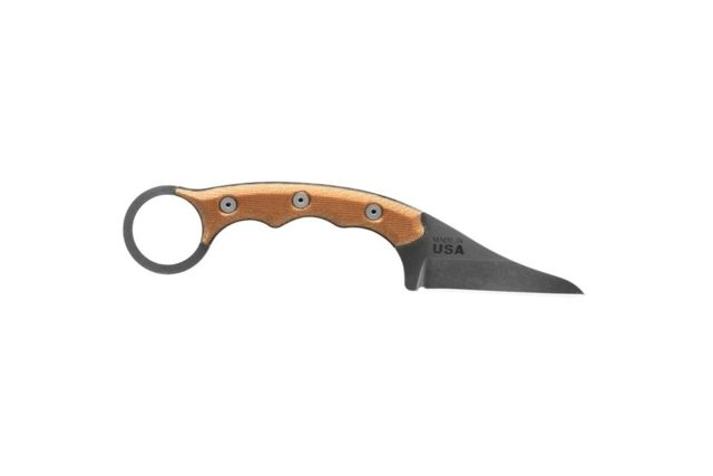 TOPS Knives TOPS Poker Fixed Blade Knife 2.5in 1095 RC 56-58 Steel Tan Canvas/Black Canvas Micarta Handle - Tops Knives