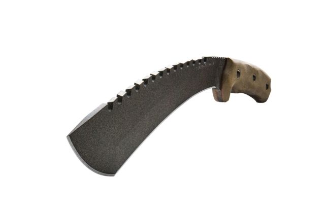 Tops Knives Tundra Trekker Fixed Blade Knife9inTactical Stone 1095 RC 56-58 Steel Blade Green Canvas Micarta Handle - Tops Knives