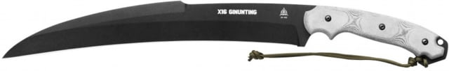 TOPS Knives X16 Ginunting Fixed Blade Knife 15.75in 1095 Steel Kukri Black Linen Micarta Handle