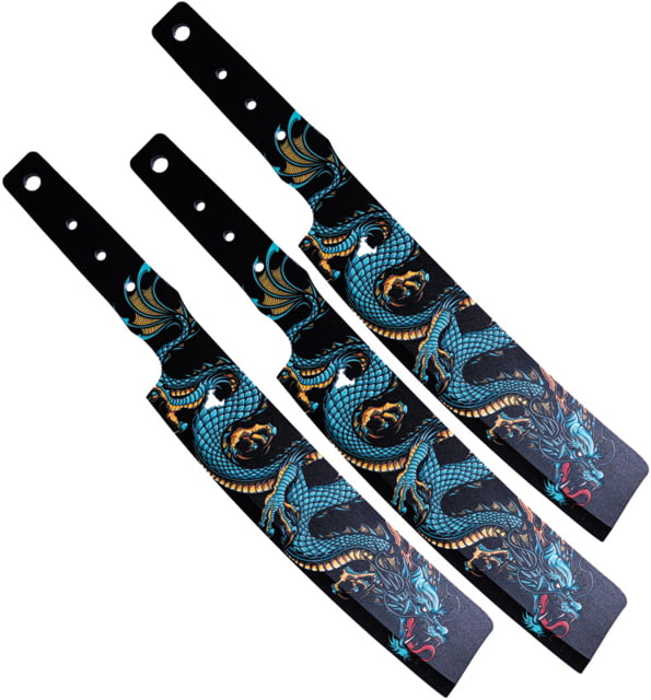 Toro Knives Besito Slim Water Throwing Knives 15.75in Overall 9.75in Black Powder 3Cr13 Blade Water Dragon Artwork SS Handle Nylon Sheath - Toro Knives