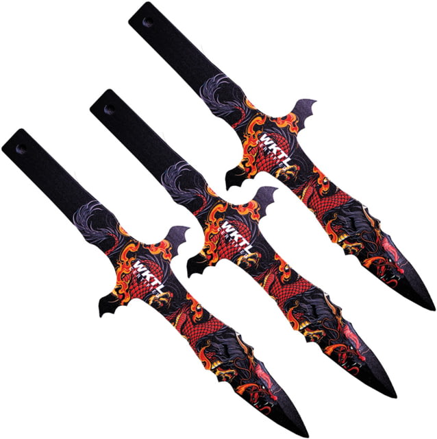 Toro Knives Grito Fire Throwing Knives 14.25in Overall 3in Black Powder 3Cr13 Blade Fire Dragon Artwork SS Handle Nylon Sheath - Toro Knives