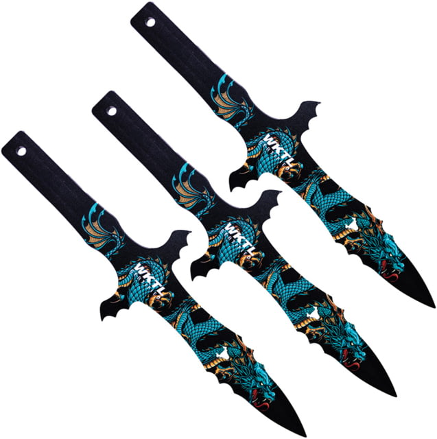 Toro Knives Grito Water Throwing Knives 14.25in Overall 3in Black Powder 3Cr13 Blade Water Dragon Artwork SS Handle Nylon Sheath - Toro Knives