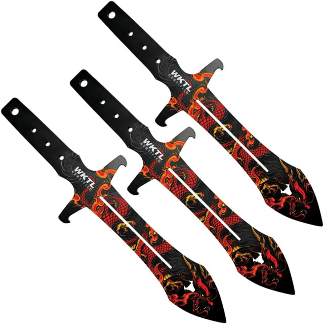 Toro Knives Maximo Fire Throwing Knives 15.88in Overall 3in Black Powder 3Cr13 Blade Fire Dragon Artwork SS Handle Nylon Sheath - Toro Knives