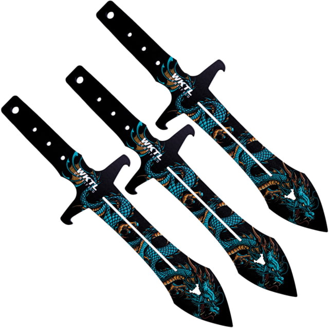 Toro Knives Maximo Water Throwing Knives 15.88in Overall 3in Black Powder 3Cr13 Blade Water Dragon Artwork SS Handle Nylon Sheath - Toro Knives