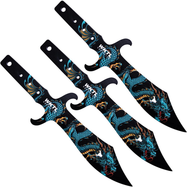 Toro Knives Tesoro Water Throwing Knives 15in Overall 8in Black Powder 3Cr13 Blade Water Dragon Artwork SS Handle Nylon Sheath - Toro Knives