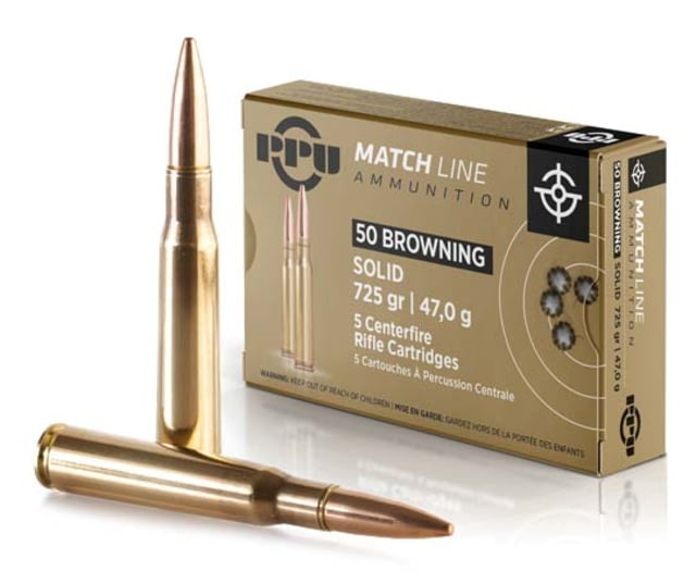  TR&Z Match .50 BMG 725 Grain Full Metal Jacket Brass Cased Rifle 5 Rounds Ammo