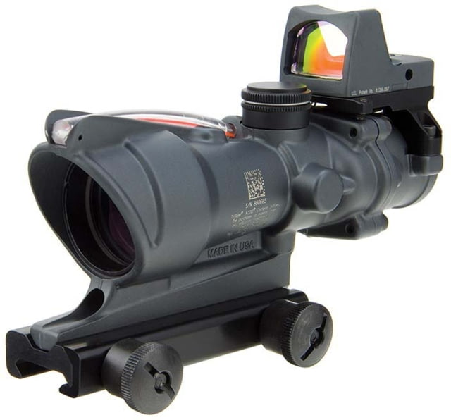 Trijicon 4x32 ACOG Rifle Scope Dual Illuminated Red Chevron .223 Reticle w/ Colt Knob Thumbscrew Mount & LED 3.25 MOA Red Dot RMR Type 2 Cerakote Gray