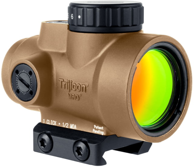 Trijicon MRO SD 1x25mm Reflex Green Dot Sight 2.0 MOA Adjustable Green Dot with Low Mount Anodized Coyote Brown Anodized
