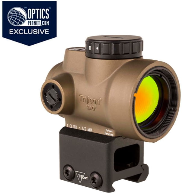 DEMO Trijicon OPMOD MRO 1x25mm Red Dot Sight 2 MOA Red Dot Reticle w/Trijicon MRO Lower 1/3 Co-Witness Mount AC32069 Angled Glass Coyote Brown - Opmod