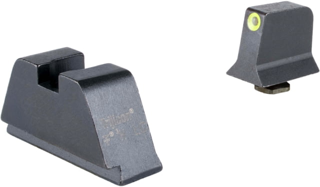 USED Trijicon Suppressor/Optic Height Sight Set Yellow Front/Metal Rear & Green Lamp Glock 17 17L 19 22 - 28 31 - 35 37 - 39 45 Black  EDEMO1 - Trijicon
