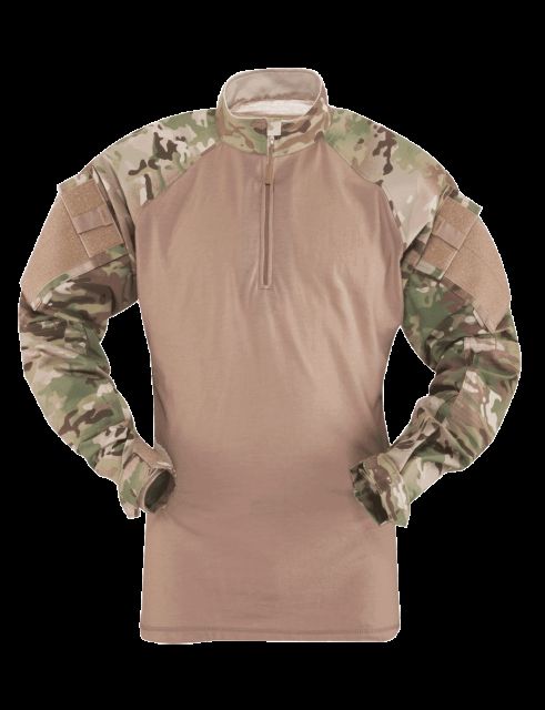 Tru-Spec 1/4 Zip Tactical Response Combat Shirt - Men's, 50/50 Nylon/Cotton Rip-Stop, MultiCam/Coyote, Medium, Long, 2541024
