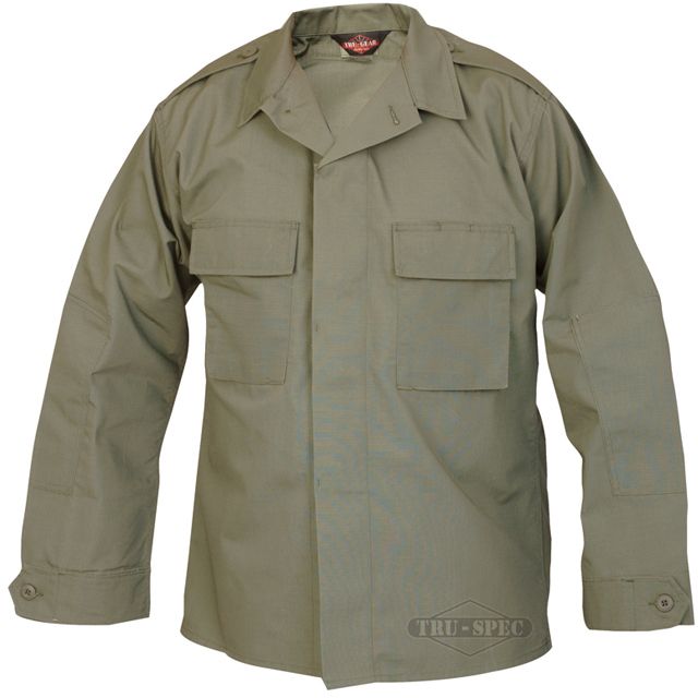 Tru-Spec Tactical Shirt, TRU OD Green PC RS LS, 2XL Reg. 1379007