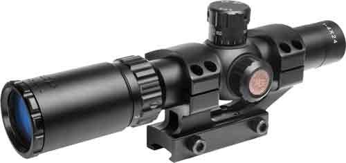TruGlo Tru-Brite 1-6x24mm Rifle Scope 30mm Tube Illuminated Power Ring Duplex Mil-Dot Reticle with Mount Matte TG