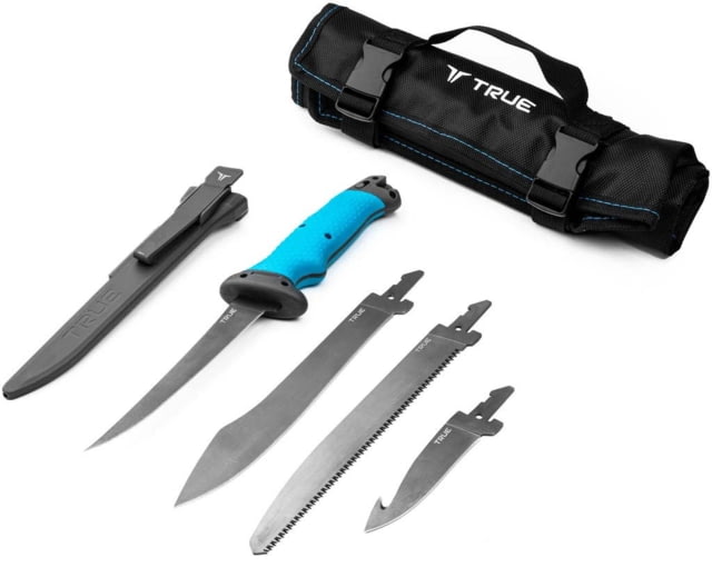 TRUE Hunt Processor Fixed Blade Knives Kit 4/6/8/8 in 5Cr13 Steel Hunting TPR Handle Titanium Nitride - True