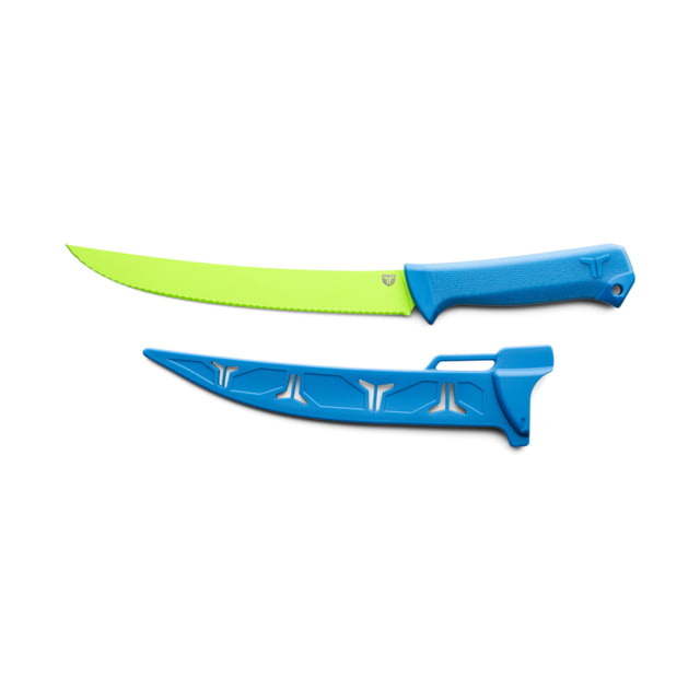 TRUE SYK Serrated Knife 9in 9CR18MoV Stainless Steel Fillet Blue Handle Green